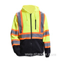 High Visibility Black Bottom Zip-Up Fronts Safety Hoodie